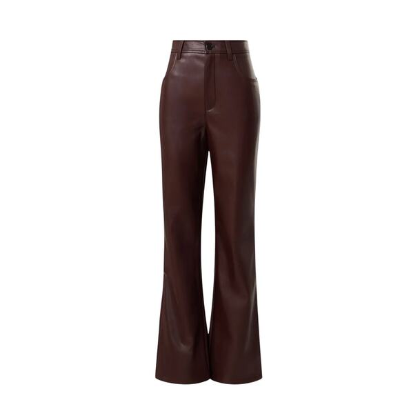 Marissa Web Brown Faux Leather Kick Flare Pants Size 14 Slimming Career $325 - Picture 3 of 12